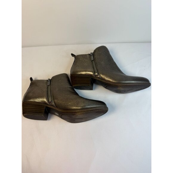 Lucky Brand Basel Ankle Booties Womens Size 8.5W Metallic Pewter Block Heel - Picture 6 of 12